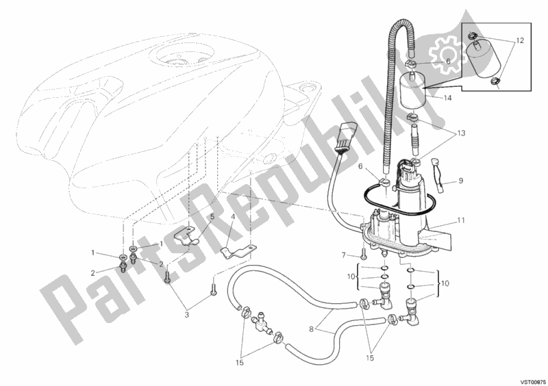 Tutte le parti per il Pompa Di Benzina del Ducati Superbike 848 USA 2010